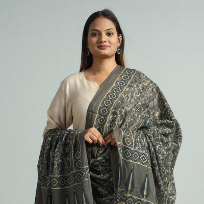 Brown - Hand Block Printed Cotton Ajrakh Dupatta 42