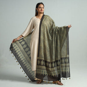Brown - Hand Block Printed Cotton Ajrakh Dupatta 44