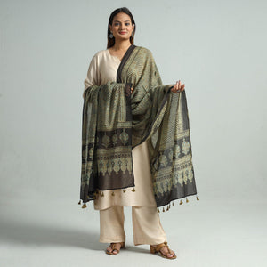Brown - Hand Block Printed Cotton Ajrakh Dupatta 44
