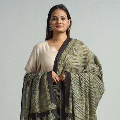 Brown - Hand Block Printed Cotton Ajrakh Dupatta 44