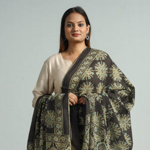 Brown - Hand Block Printed Cotton Ajrakh Dupatta 45