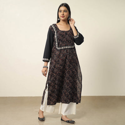 Black - Exclusive Hand Zardozi Embroidery Mul Cotton Kurta 01