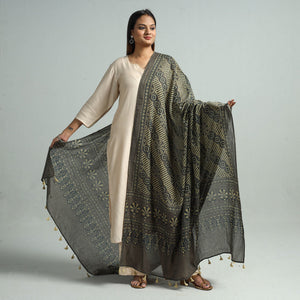 Brown - Hand Block Printed Cotton Ajrakh Dupatta 48