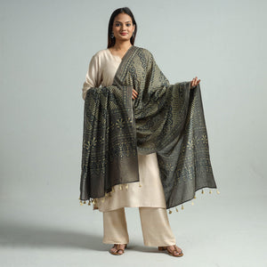 Brown - Hand Block Printed Cotton Ajrakh Dupatta 48
