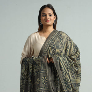 Brown - Hand Block Printed Cotton Ajrakh Dupatta 48