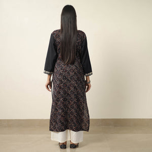Black - Exclusive Hand Zardozi Embroidery Mul Cotton Kurta 01