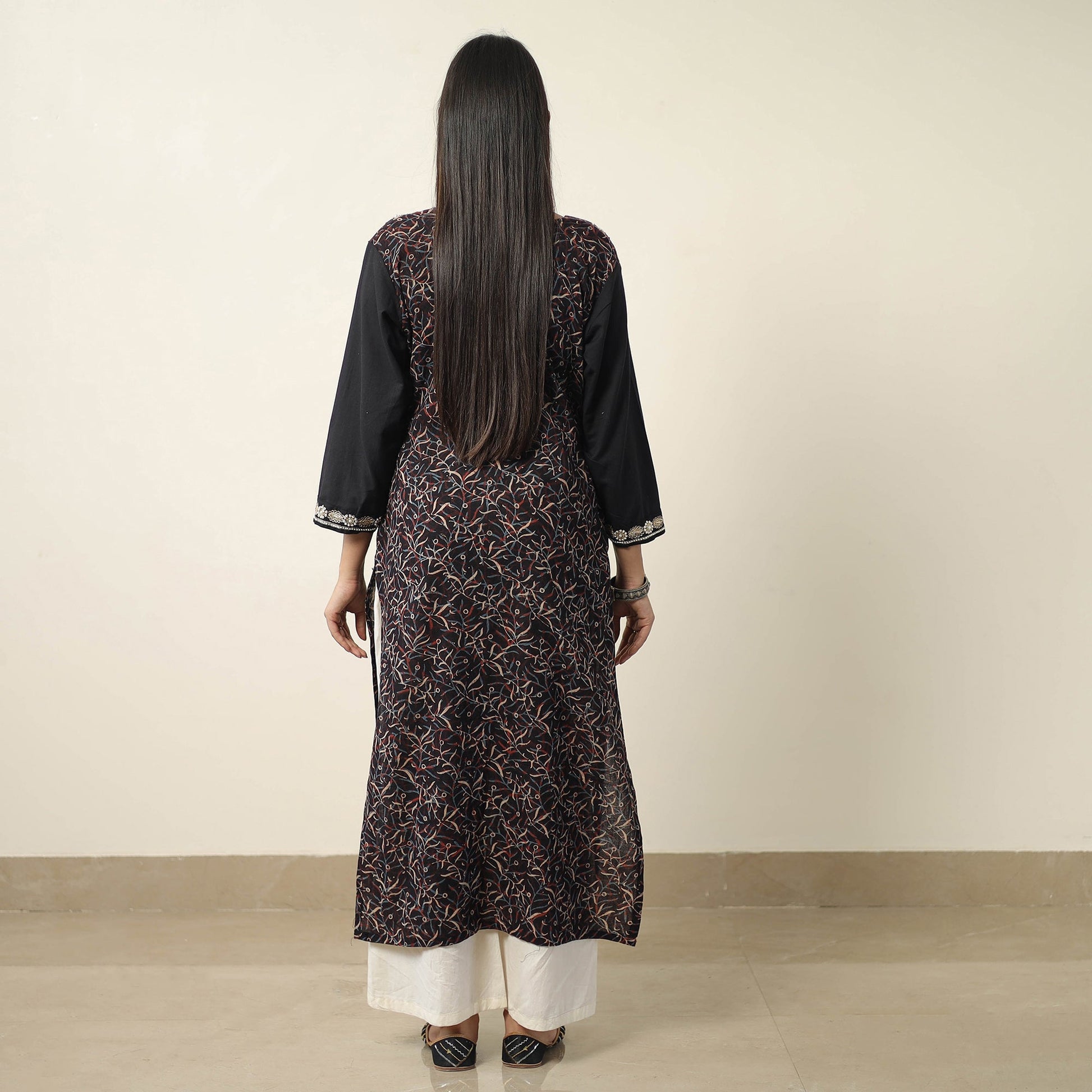 Black - Exclusive Hand Zardozi Embroidery Mul Cotton Kurta 01