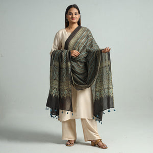 Brown - Hand Block Printed Cotton Ajrakh Dupatta 49