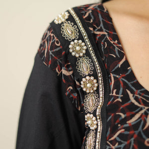 Black - Exclusive Hand Zardozi Embroidery Mul Cotton Kurta 01