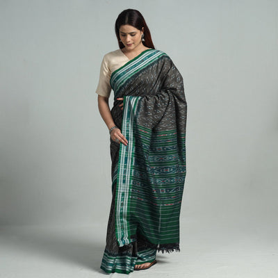 Black - Sambalpuri Ikat Handloom Cotton Saree 26
