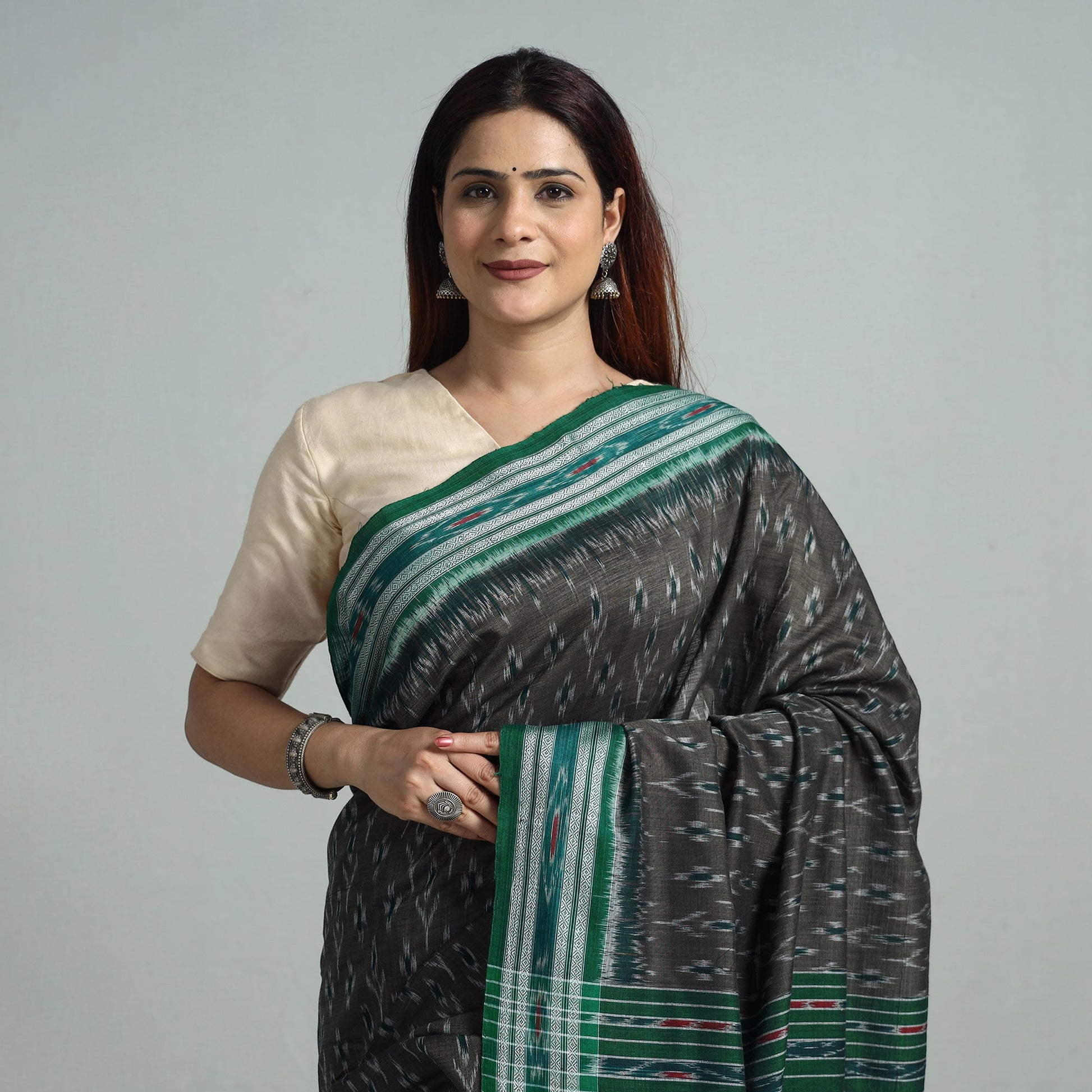Black - Sambalpuri Ikat Handloom Cotton Saree 26