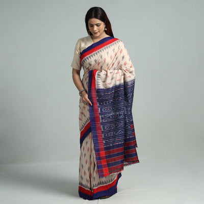 Beige - Sambalpuri Ikat Handloom Cotton Saree 27