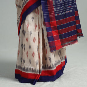 Beige - Sambalpuri Ikat Handloom Cotton Saree 27