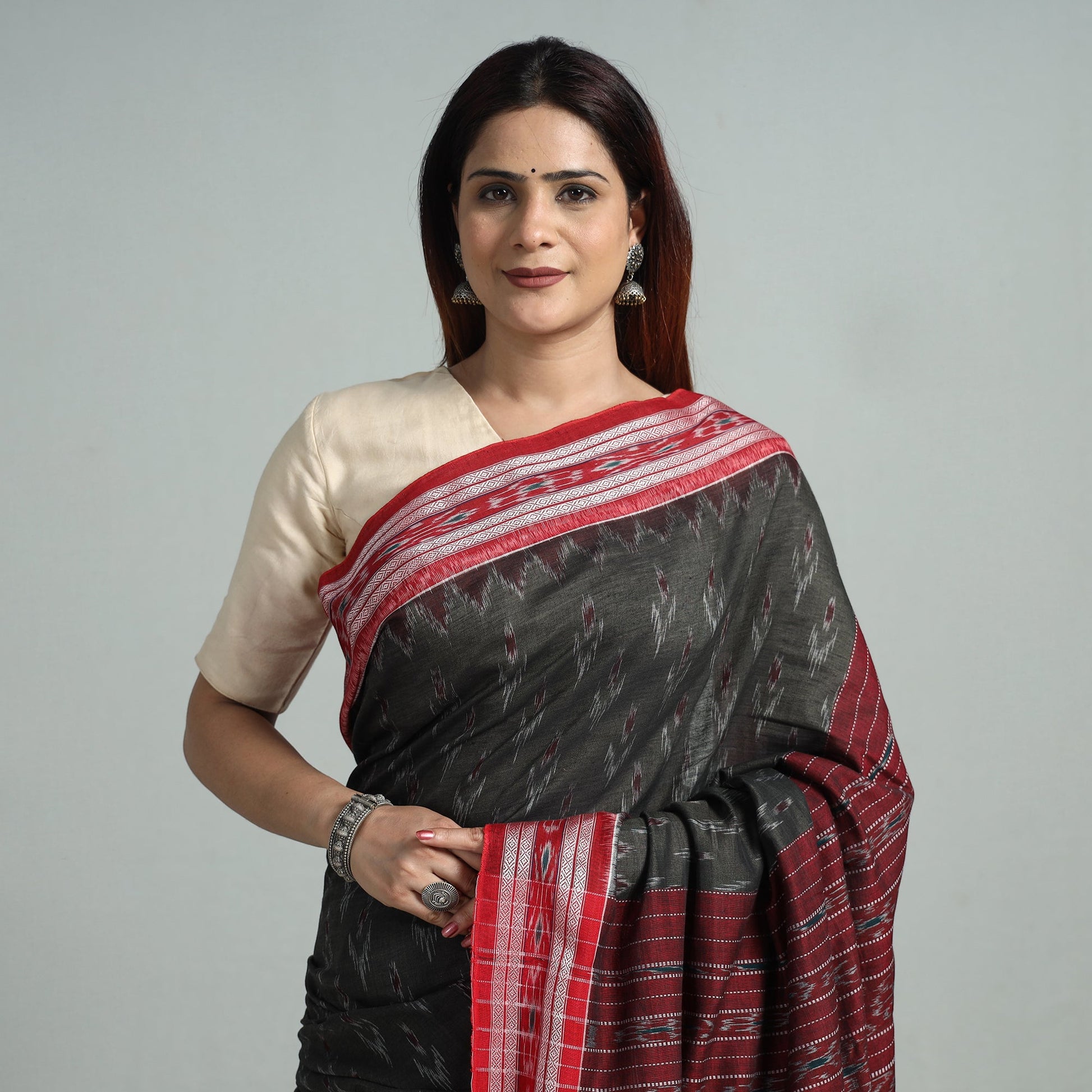 Black - Sambalpuri Ikat Handloom Cotton Saree 28