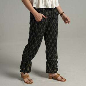 Black - Pochampally Ikat Weave Cotton Elasticated Pant 14