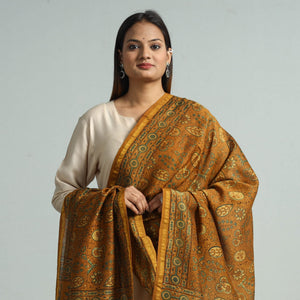 Brown - Hand Block Print Chanderi Silk Ajrakh Dupatta 59
