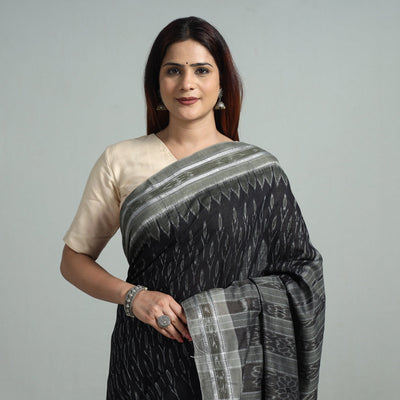 Black - Sambalpuri Ikat Handloom Cotton Saree 32