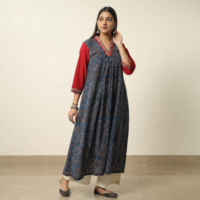 Blue - Exclusive Hand Zardozi Embroidery Mul Cotton Kurta 08