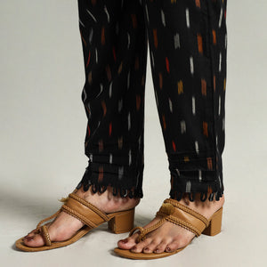 Black - Pochampally Ikat Weave Cotton Elasticated Pant 02