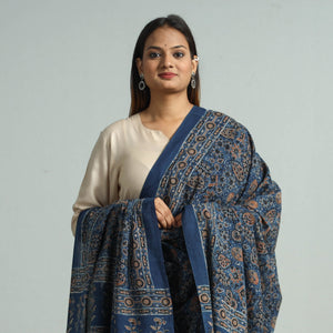 Blue - Hand Block Printed Cotton Ajrakh Dupatta 79