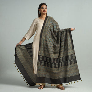 Brown - Hand Block Printed Cotton Ajrakh Dupatta 81