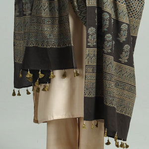 Brown - Hand Block Printed Cotton Ajrakh Dupatta 81