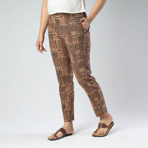 Brown - Ajrakh Block Printed Cotton Pant