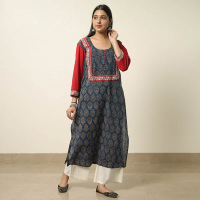 Blue - Exclusive Hand Zardozi Embroidery Mul Cotton Kurta 03