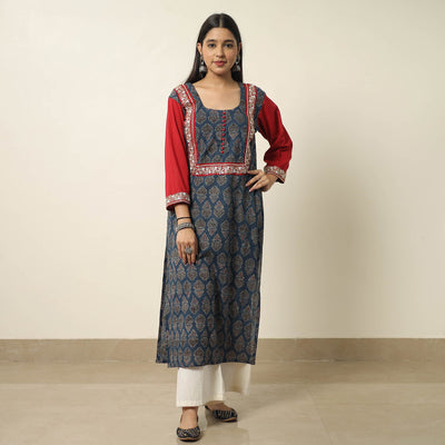 Blue - Exclusive Hand Zardozi Embroidery Mul Cotton Kurta 03