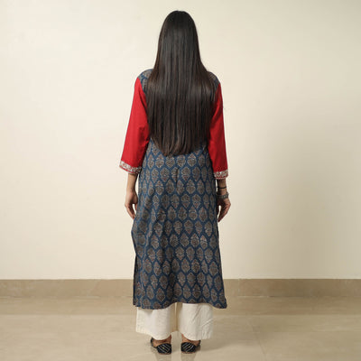 Blue - Exclusive Hand Zardozi Embroidery Mul Cotton Kurta 03