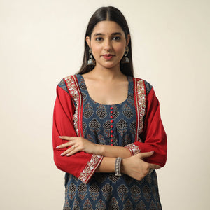 Blue - Exclusive Hand Zardozi Embroidery Mul Cotton Kurta 03