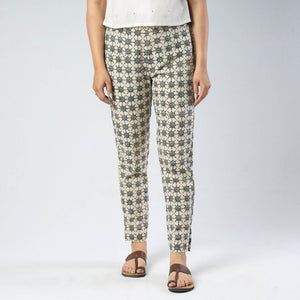 Beige - Ajrakh Block Printed Cotton Pant