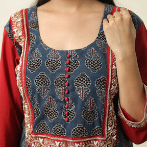 Blue - Exclusive Hand Zardozi Embroidery Mul Cotton Kurta 03