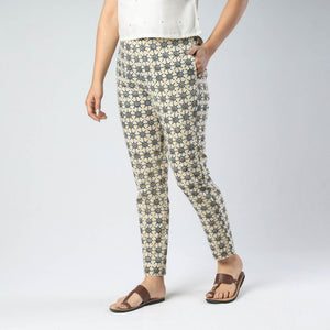 Beige - Ajrakh Block Printed Cotton Pant