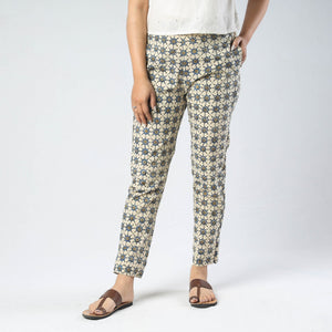 Beige - Ajrakh Block Printed Cotton Pant