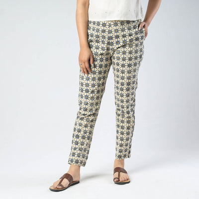 Beige - Ajrakh Block Printed Cotton Pant