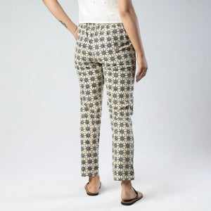 Beige - Ajrakh Block Printed Cotton Pant