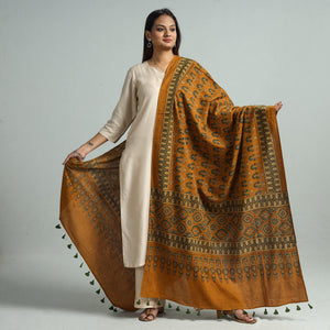 Brown - Hand Block Printed Cotton Ajrakh Dupatta 89