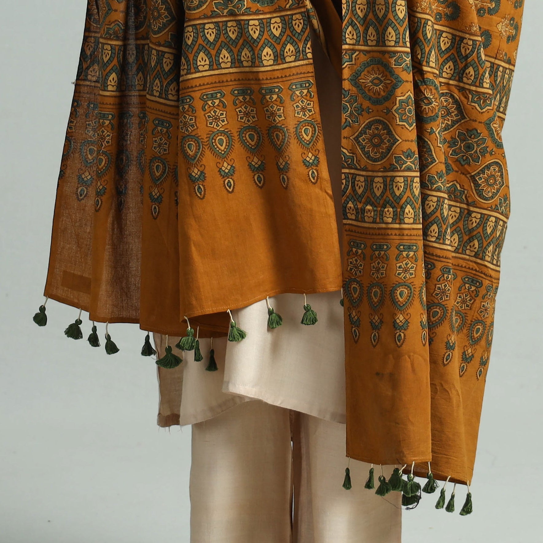 Brown - Hand Block Printed Cotton Ajrakh Dupatta 89