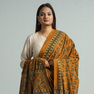 Brown - Hand Block Printed Cotton Ajrakh Dupatta 89