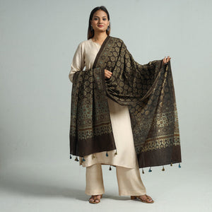 Brown - Hand Block Printed Cotton Ajrakh Dupatta 105
