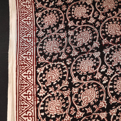 Black - Bagh Hand Block Printed Mul Cotton Fabric
