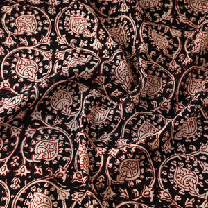 Black - Bagh Hand Block Printed Mul Cotton Fabric
