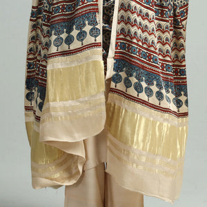 Beige - Modal Silk Block Print Ajrakh Dupatta 121