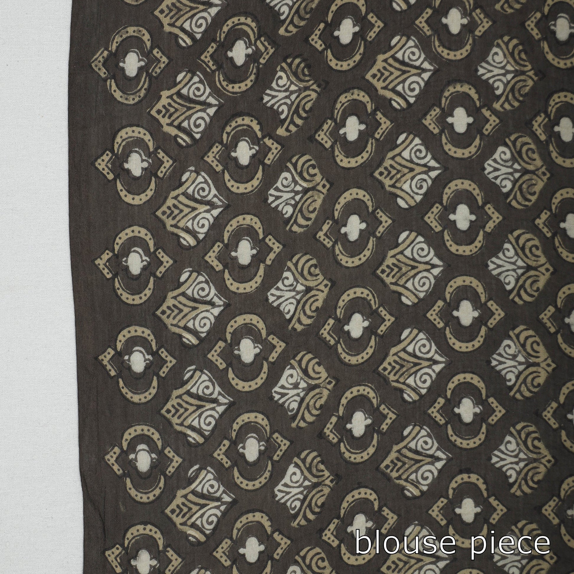 Brown - Natural Dyed Block Print Mul Cotton Ajrakh Saree