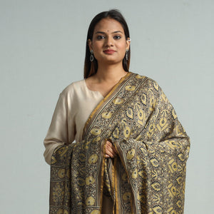 Brown - Hand Block Print Chanderi Silk Ajrakh Dupatta 150