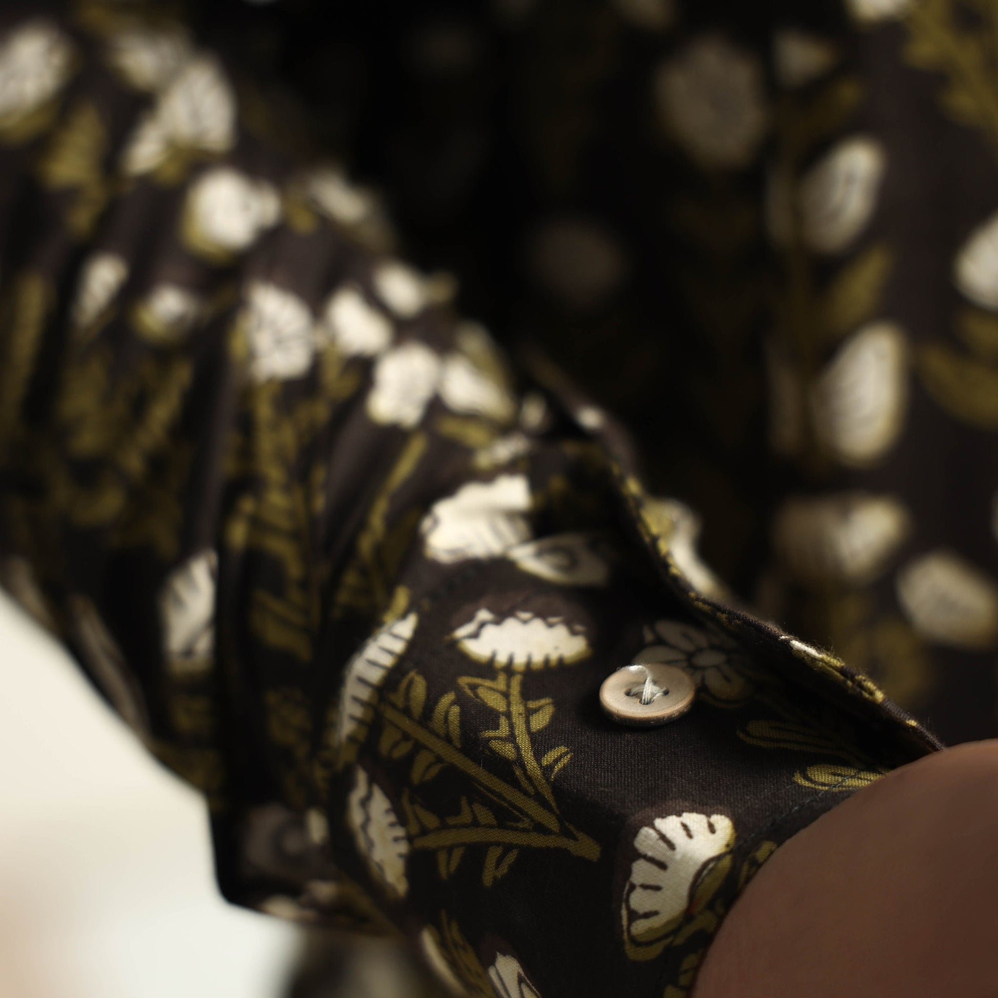 Black & Green - Bagru Block Printed Cotton Men Short Kurta