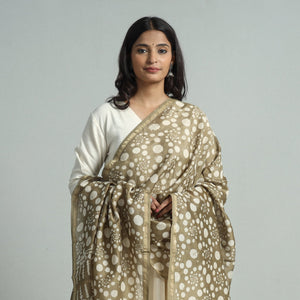 Brown - Pipad Block Printed Handloom Chanderi Silk Dupatta 73