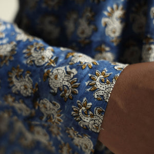 Blue - Bagru Block Printed Cotton Men Short Kurta