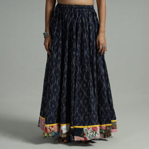 Blue - 24 Kali Cotton Pochampally Ikat Skirt 02
